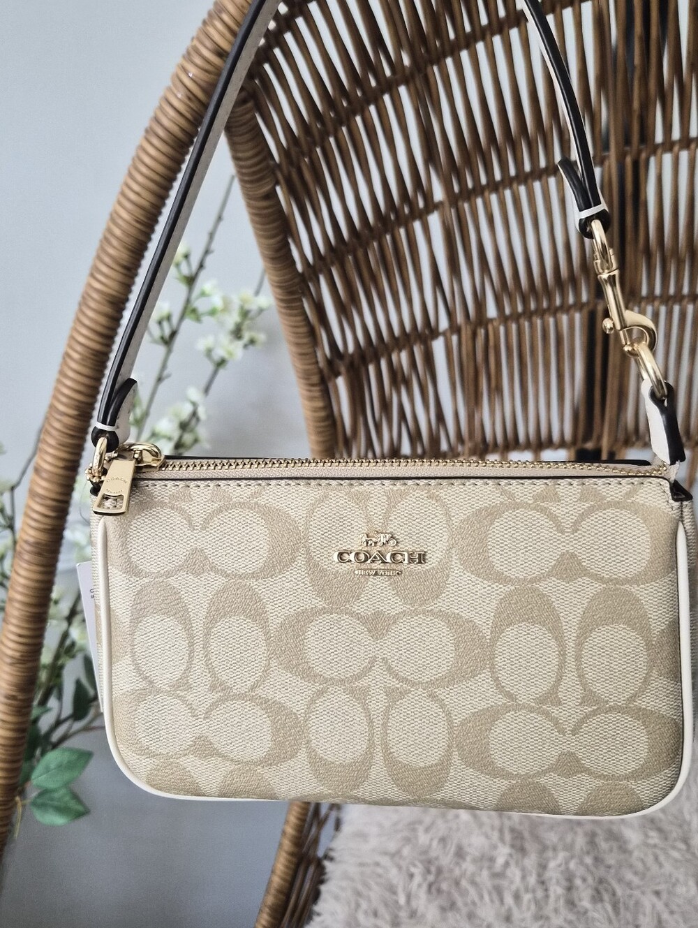 Coach Tan Signature Canvas with Gold Hardware NOLITA 19 Light Chalk Kaki